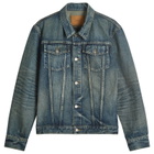 Saint Laurent Men's Fitted Denim Jacket in Amazon Blue