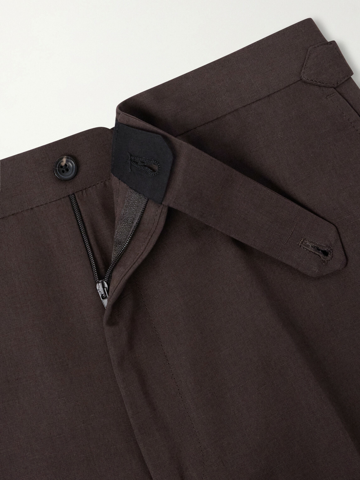 J. Mueser - Waverly Straight-Leg Cotton and Linen-Blend Twill Suit Trousers - Brown