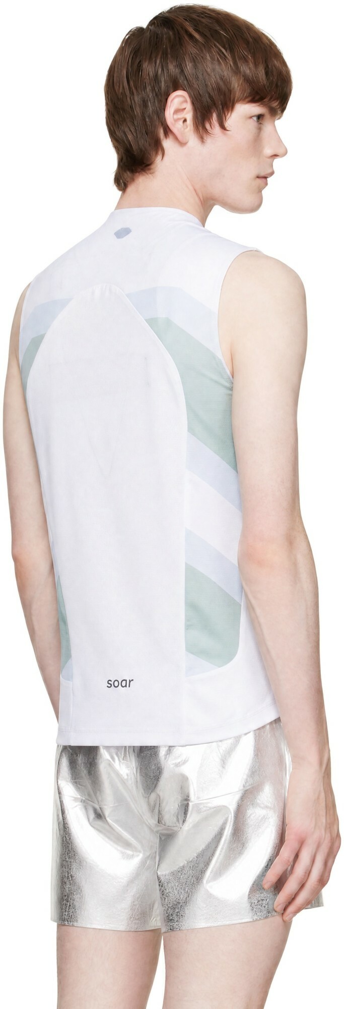 Soar Running White & Blue Singlet Running Top