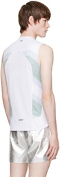 Soar Running White & Blue Singlet Running Top