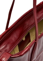 Balmain Track Zip Small Glossed Leather Tote bag - Aubergine - One Size