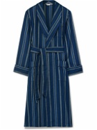 Derek Rose - Kelburn 38 Striped Cotton-Flannel Robe - Blue