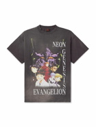 SAINT Mxxxxxx - Evangelion Distressed Printed Cotton-Jersey T-Shirt - Black
