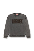 Diesel Cotton sweatshirt with appliqué logo - Sweaters Mens in Grey