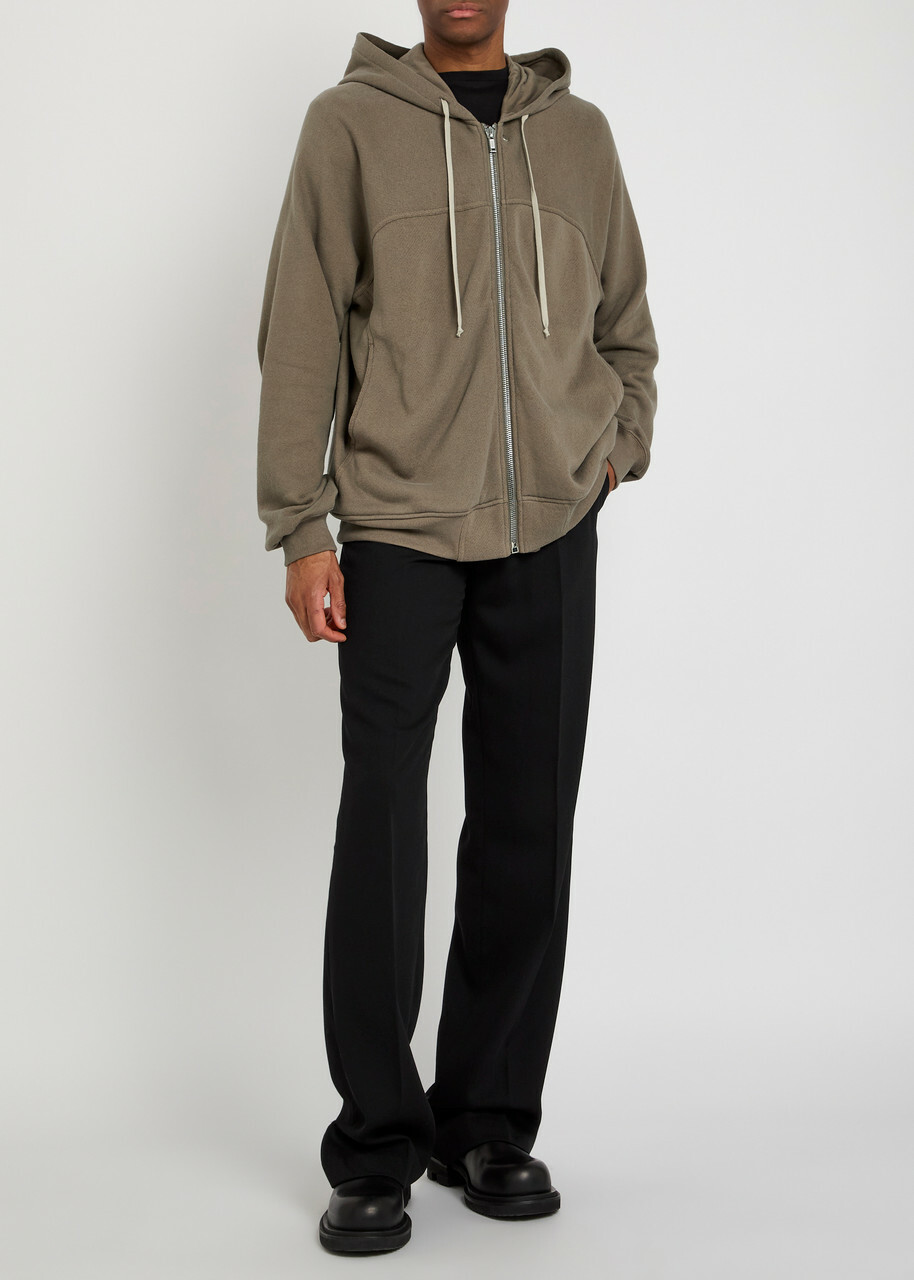 Rick Owens Felpa Hooded Cotton Sweatshirt Brown