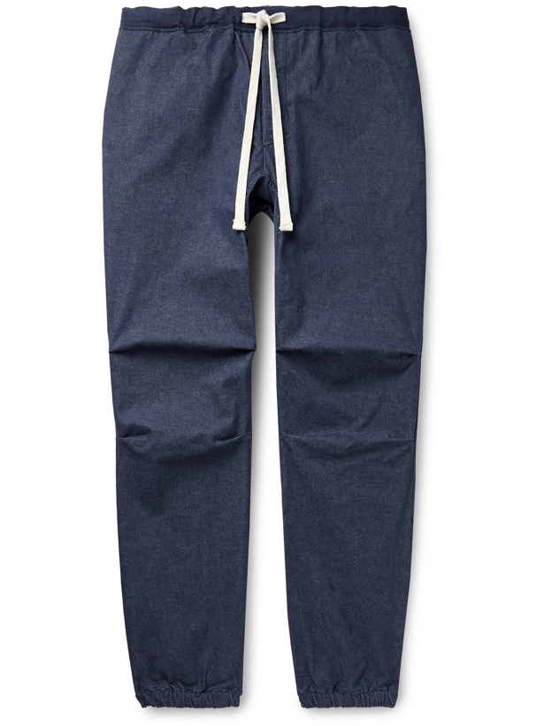 Photo: BEAMS PLUS - Gym Tapered Stretch Cotton-Blend Twill Drawstring Trousers - Blue - L