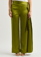 Stine Goya Gracie Wide-leg Satin Trousers Olive