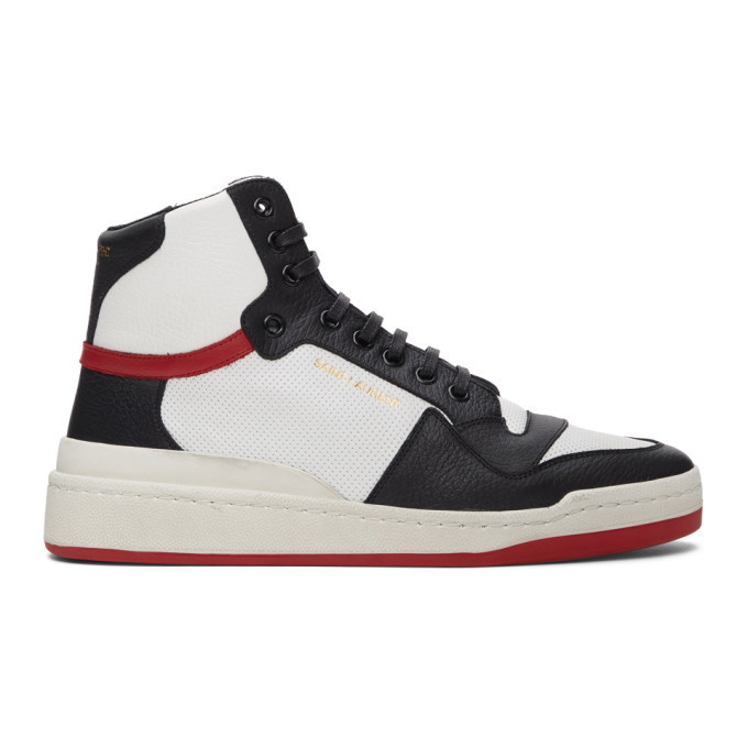 Photo: Saint Laurent White and Red SL 24 Sneakers