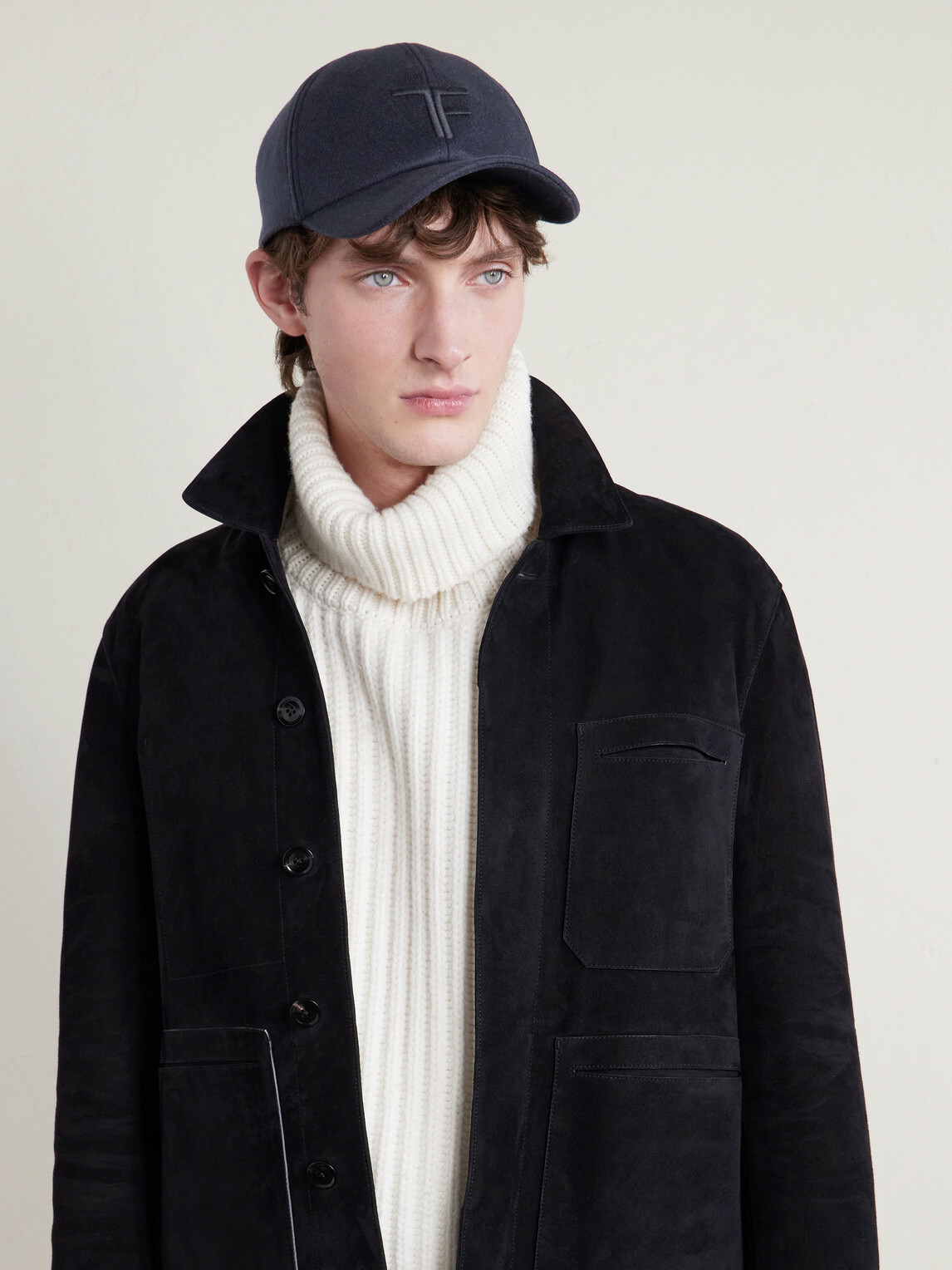 TOM FORD - Leather-Trimmed Logo-Embroidered Cashmere Baseball Cap - Blue