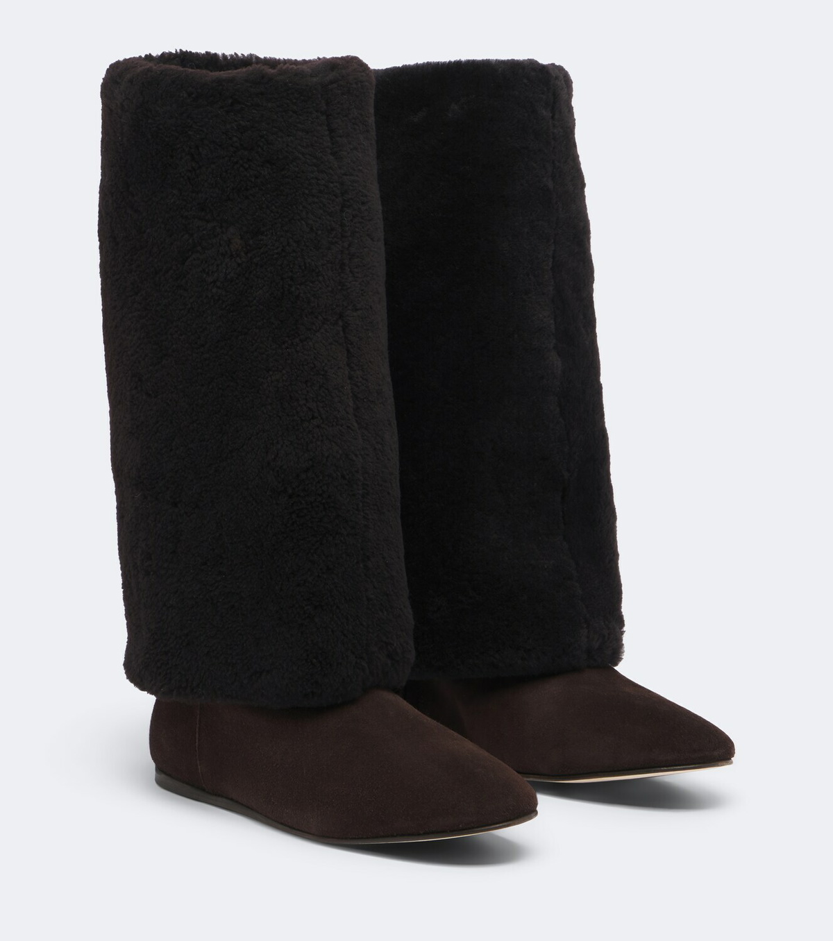 Yves Salomon Shearling and suede knee-high boots