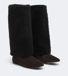 Yves Salomon Shearling and suede knee-high boots