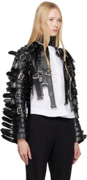 Noir Kei Ninomiya Black Synthetic Faux-Leather Jacket