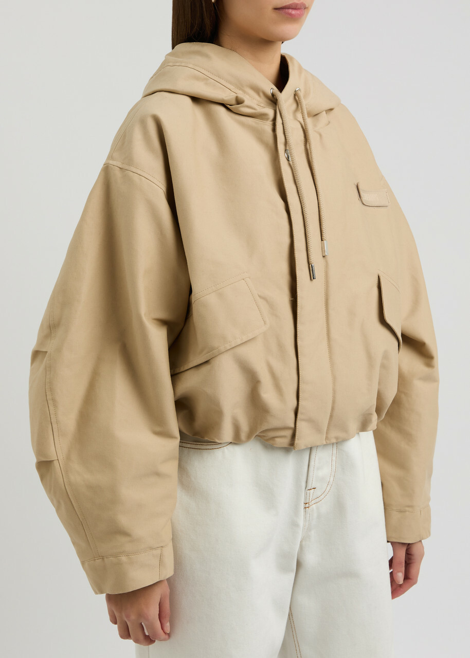Jacquemus La Parka Courte Caraco Hooded Canvas Jacket Beige Jacquemus