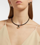 Mateo Water Droplet 14kt gold and leather necklace