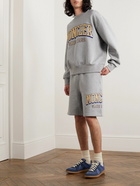 Moncler - Straight-Leg Logo-Print Cotton-Jersey Drawstring Shorts - Gray