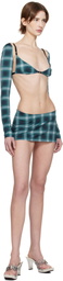 Mowalola Blue MISS SIXTY Edition Plaid Miniskirt