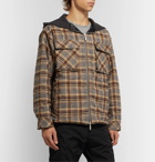 Rhude - Jersey-Trimmed Checked Cotton-Flannel Hooded Jacket - Gray
