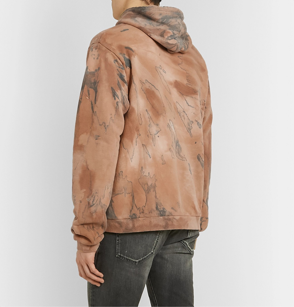 John Elliott Tie Dyed Loopback Cotton Jersey Hoodie Brown John