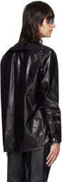 Rick Owens Black Press-Stud Leather Shirt