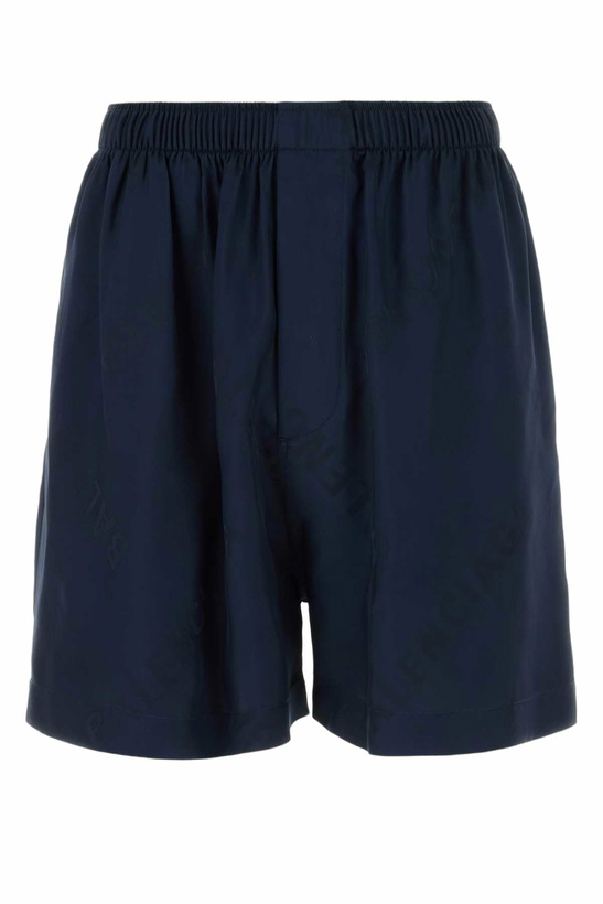 Photo: Balenciaga Navy Blue Satin Bermuda Shorts