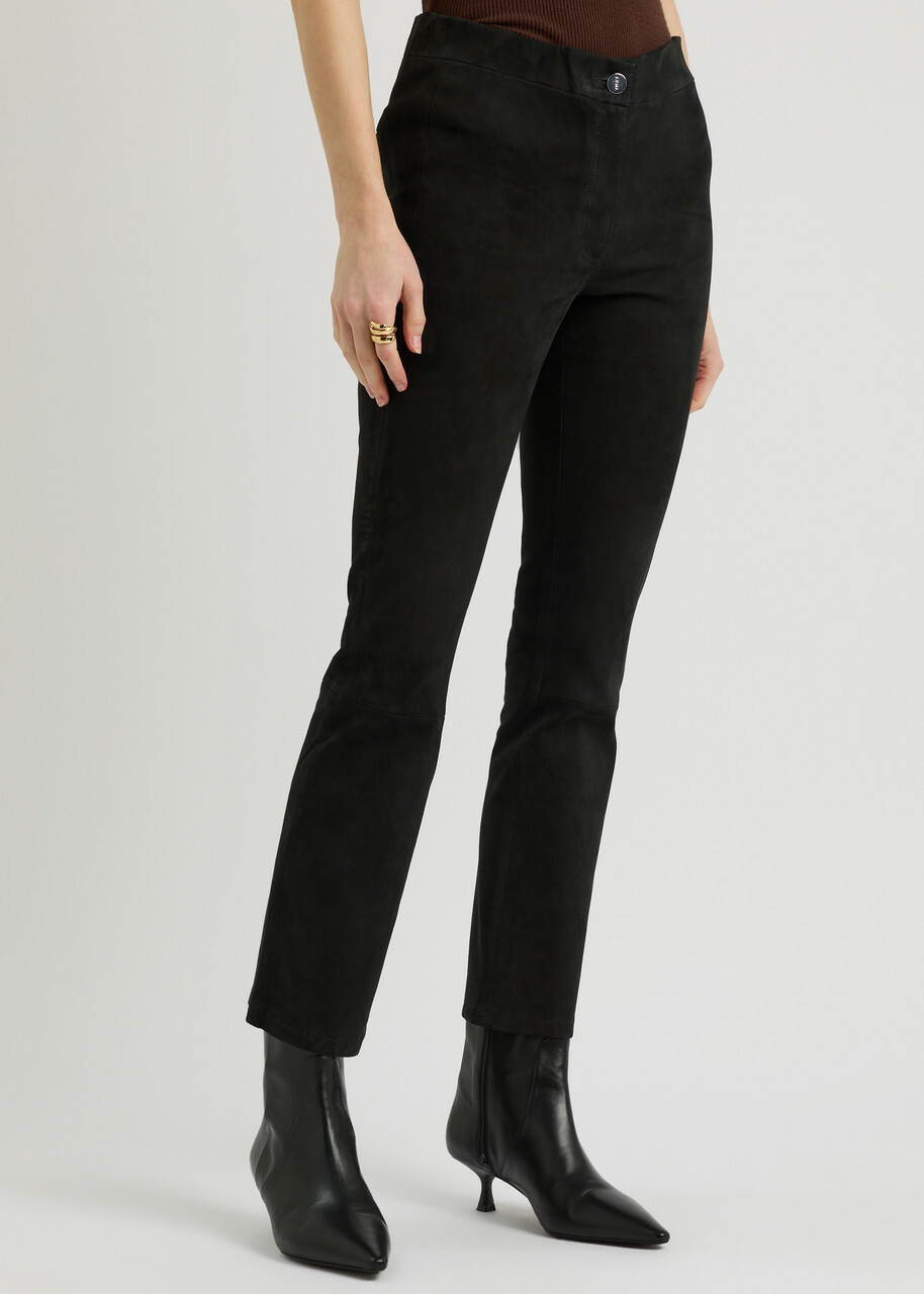 Arma Lively Cropped Flared Suede Trousers Black