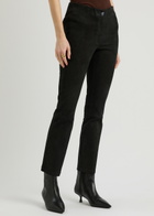 Arma Lively Cropped Flared Suede Trousers Black