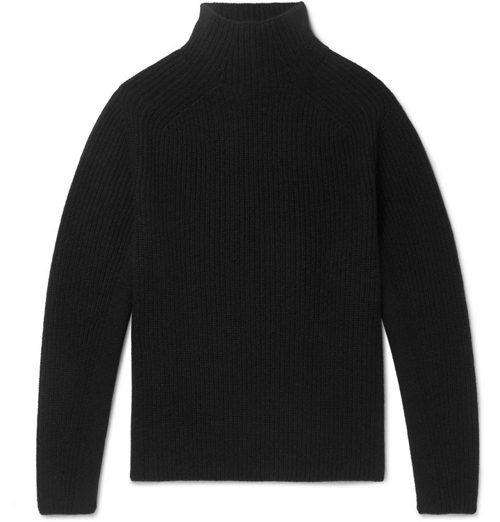 Photo: Berluti - Ribbed Cashmere and Mohair-Blend Mock-Neck Sweater - Black