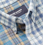 Noon Goons - Button-Down Collar Panelled Checked Cotton-Flannel Shirt - Blue