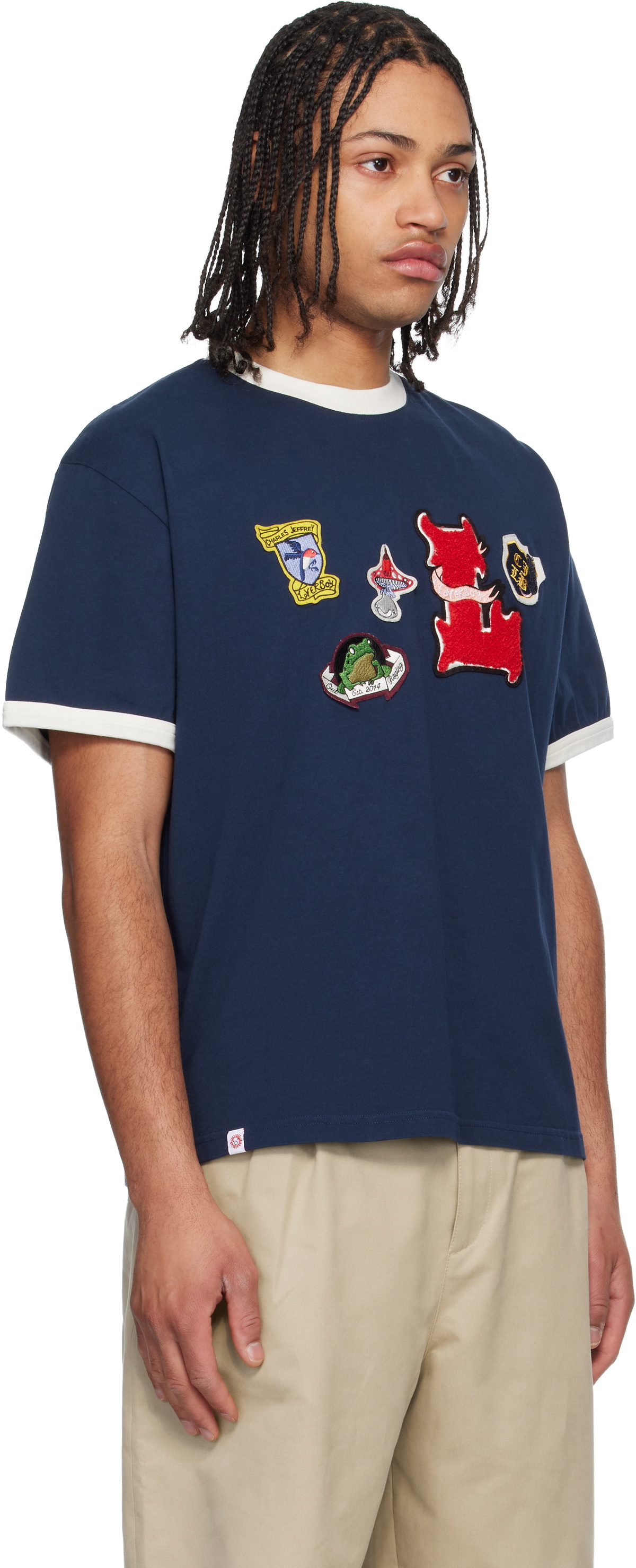 Charles Jeffrey LOVERBOY Navy Badge T-shirt