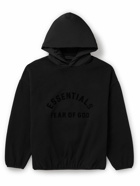 FEAR OF GOD ESSENTIALS - Shell-Trimmed Logo-Appliquéd Cotton-Blend Jersey Hoodie - Black