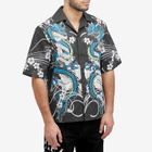 AMIRI Men's CNY Dragon Short Sleeve Vacation Shirt in Black