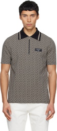 Balmain Black & Beige Monogram Polo