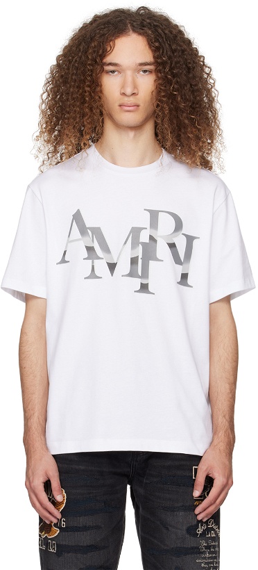 Photo: AMIRI White Staggered Chrome T-Shirt