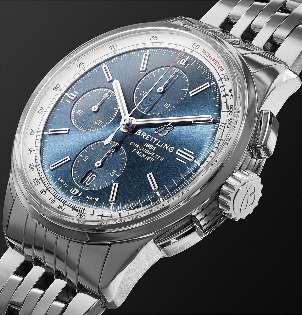 Breitling - Premier Automatic Chronograph 42mm Stainless Steel Watch - Blue