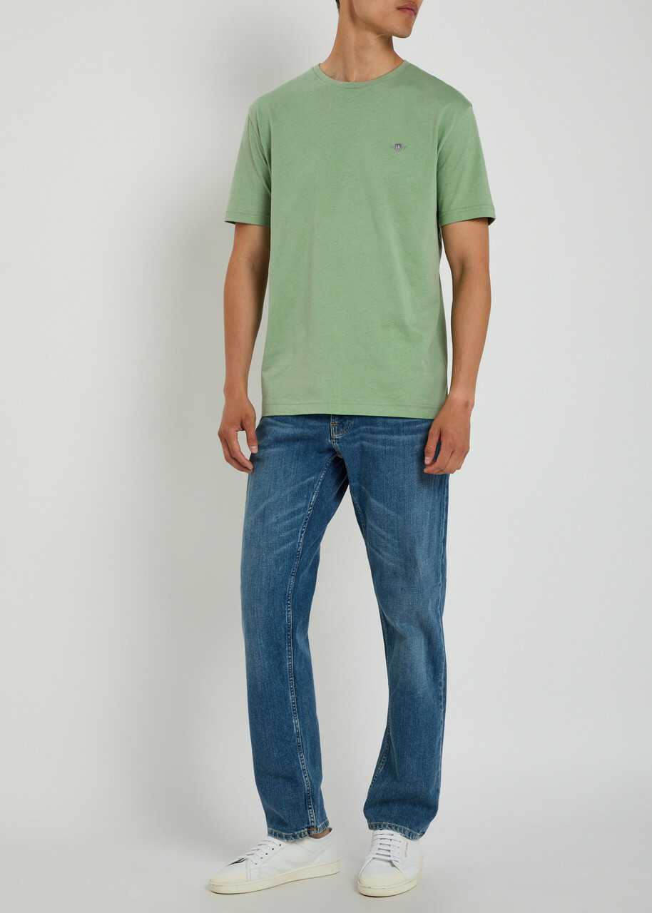 Gant Logo-embroidered Cotton T-shirt Light Green