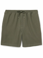 Mr P. - Straight-Leg Waffle-Knit Organic Cotton Drawstring Shorts - Green