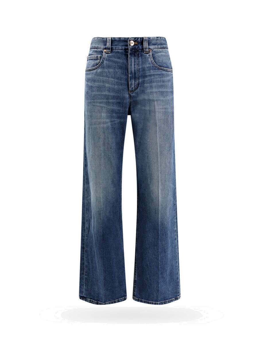 パンツ BRUNELLO CUCINELLI Woman Pants Blue M0F70P8593 C7186 High-rise linen-blend wide-leg pants in blue - Brunello