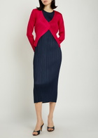 Pleats Please Issey Miyake Pleated Woven Cardigan Red