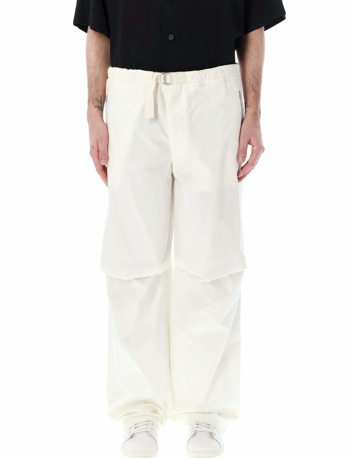 JIL SANDER cotton pants with removable belt Beige Jil Sander JIL SANDER cotton pants with removable belt Beige Jil Sander