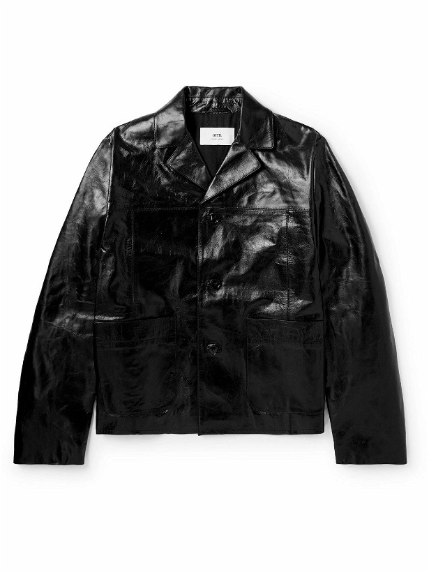 Photo: AMI PARIS - Panelled Textured-Leather Jacket - Black