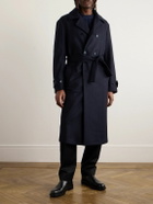 Barena - Double-Breasted Belted Melton Wool-Blend Coat - Blue