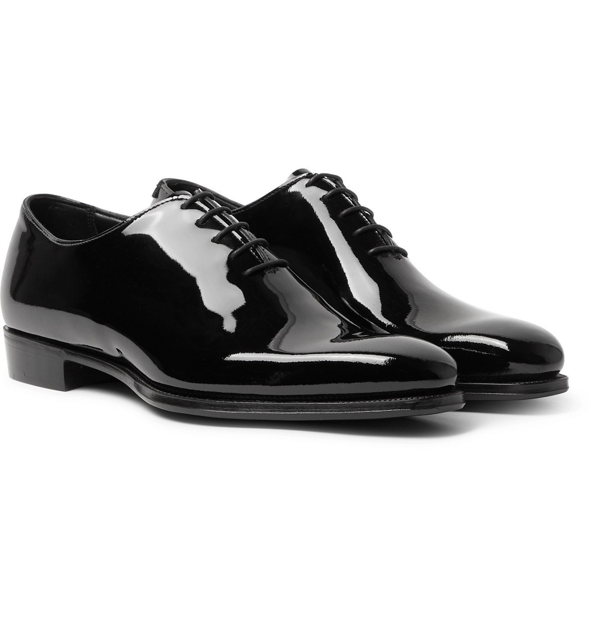 George - Whole-Cut Patent-Leather Oxford Shoes - Black George
