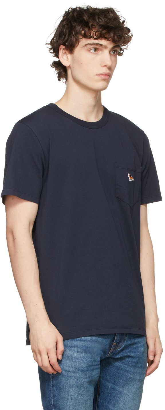 Maison Kitsuné Navy Profile Fox Patch Pocket T-Shirt Maison Kitsune