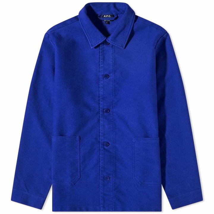 Photo: A.P.C. Men's A.P.C Bleached Moleskin Kerlouan Jacket in Blue