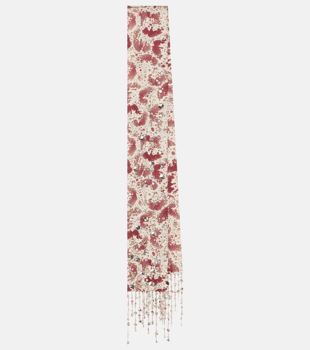 Dries Van Noten Embroidered fringed silk scarf Dries Van Noten