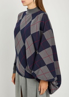 A.W.A.K.E Mode Argyle Wool Jumper Navy