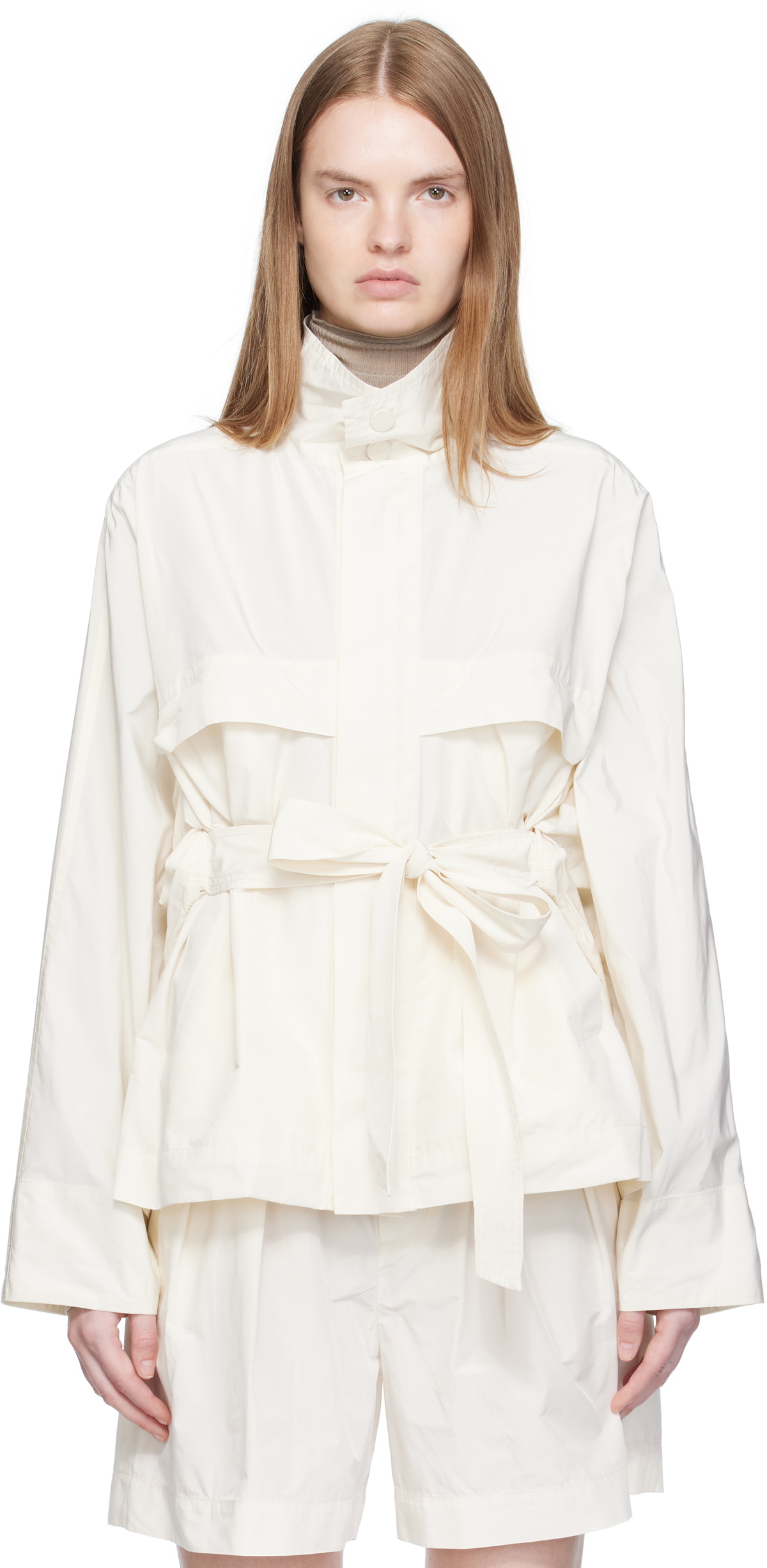 ISSEY MIYAKE Off-White Crumpled U Blouson Jacket