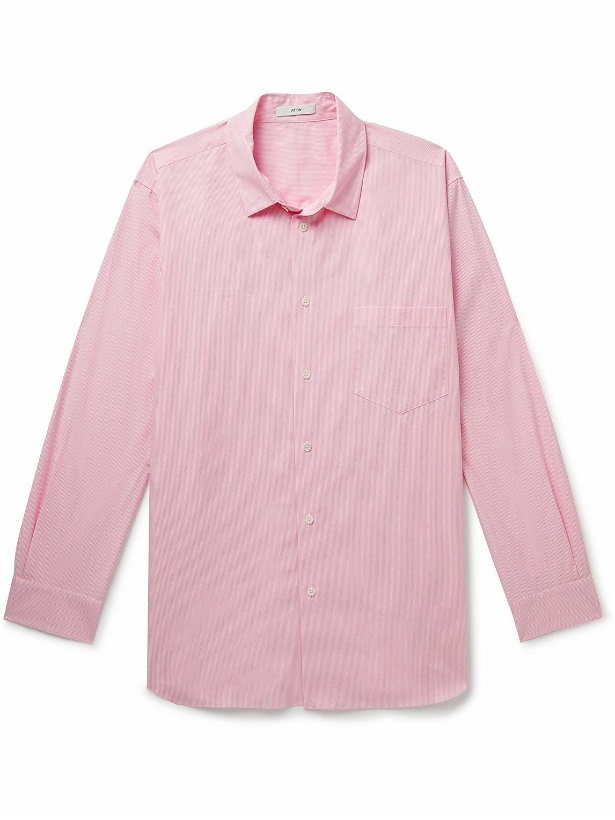 Photo: ATON - Giza Pinstriped Cotton-Poplin Shirt - Pink