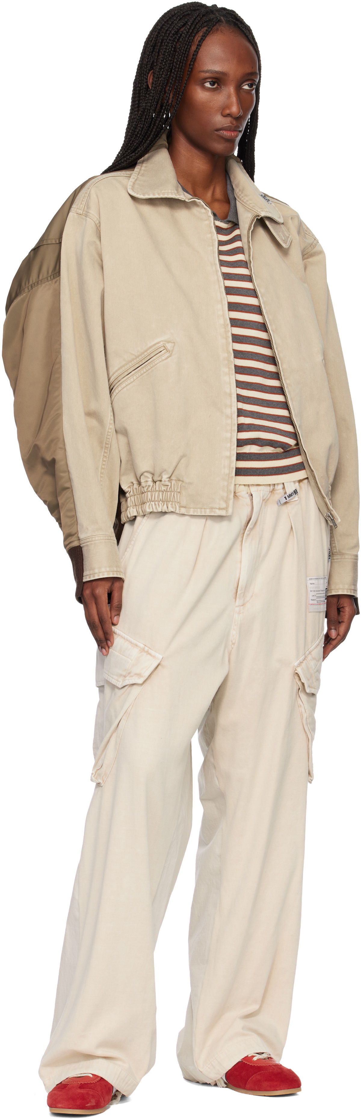 Maison MIHARA YASUHIRO Beige & Khaki Front Back Combined Zip-Up Jacket