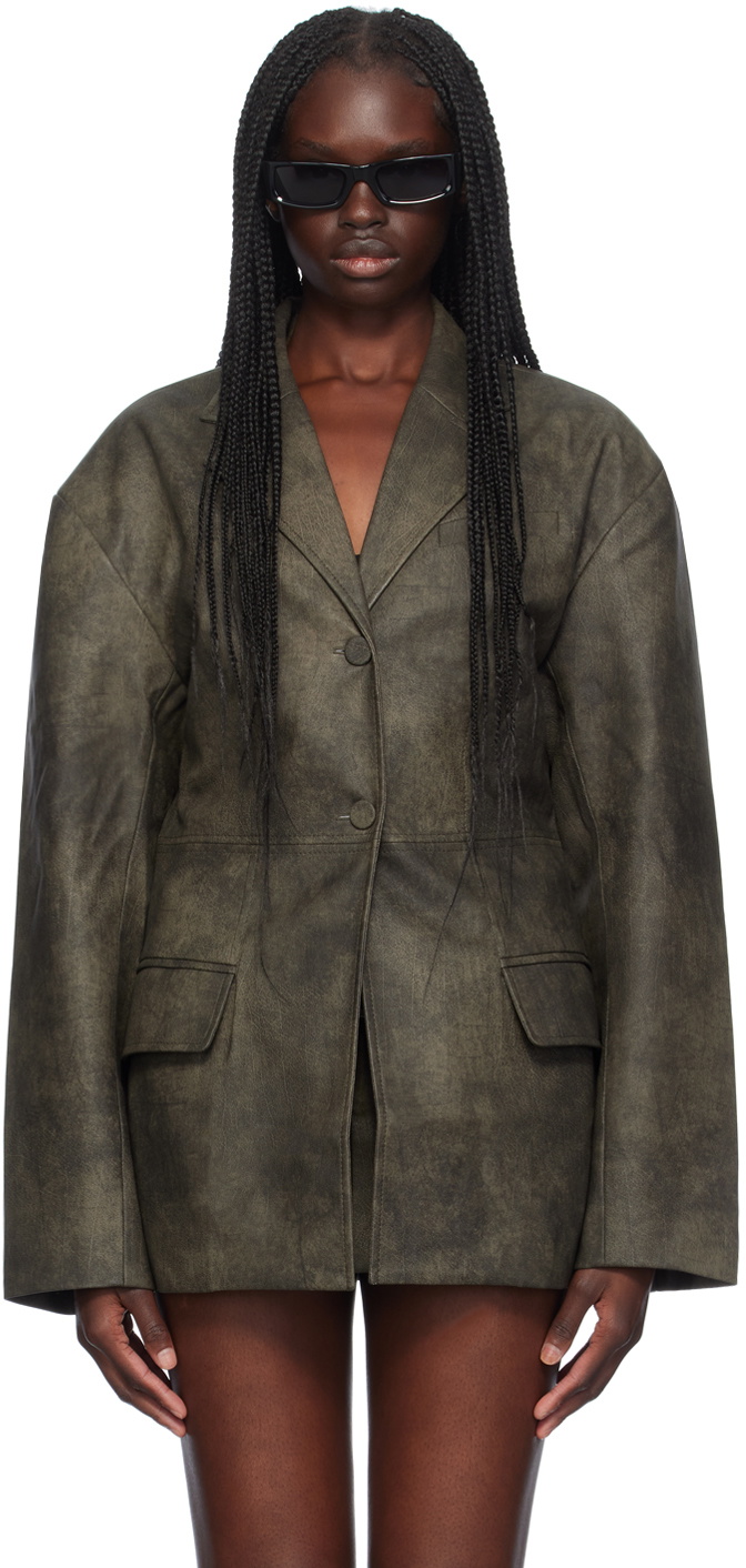 Aya Muse Gray Kaya Faux-Leather Jacket Aya Muse